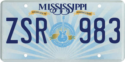 MS license plate ZSR983