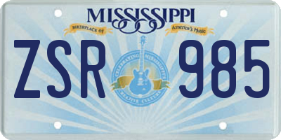MS license plate ZSR985