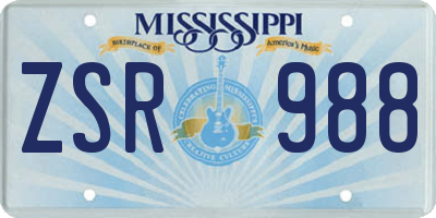 MS license plate ZSR988
