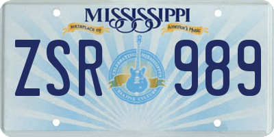 MS license plate ZSR989