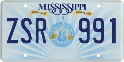 MS license plate ZSR991