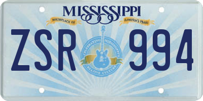 MS license plate ZSR994