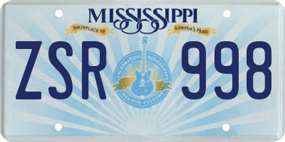 MS license plate ZSR998