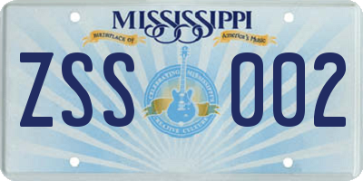 MS license plate ZSS002