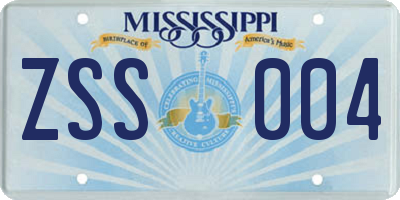 MS license plate ZSS004