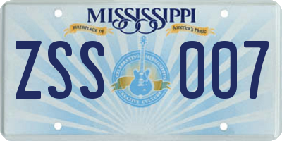 MS license plate ZSS007