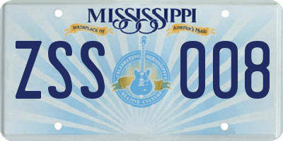 MS license plate ZSS008