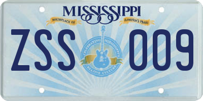MS license plate ZSS009