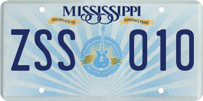 MS license plate ZSS010
