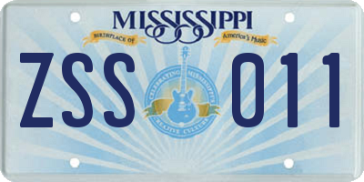 MS license plate ZSS011