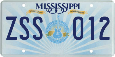 MS license plate ZSS012