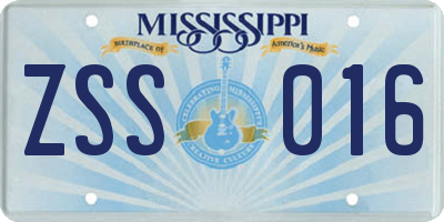 MS license plate ZSS016