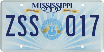MS license plate ZSS017