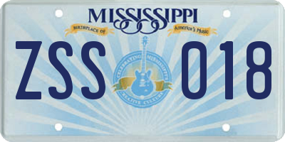MS license plate ZSS018