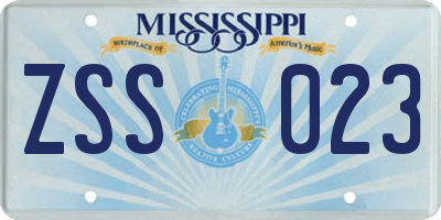 MS license plate ZSS023