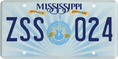 MS license plate ZSS024