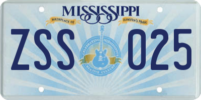 MS license plate ZSS025
