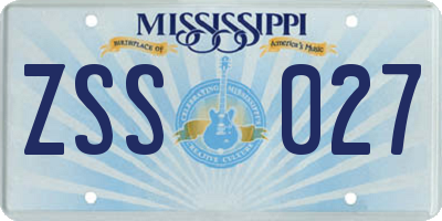 MS license plate ZSS027