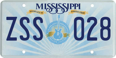 MS license plate ZSS028