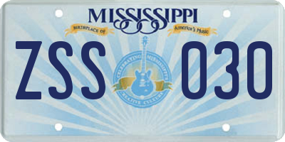MS license plate ZSS030