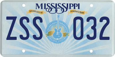 MS license plate ZSS032
