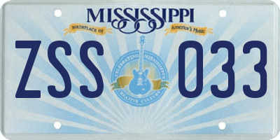 MS license plate ZSS033