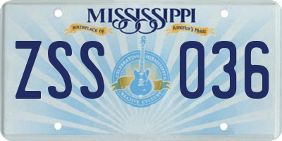 MS license plate ZSS036