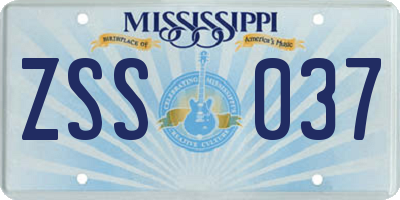 MS license plate ZSS037