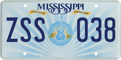 MS license plate ZSS038