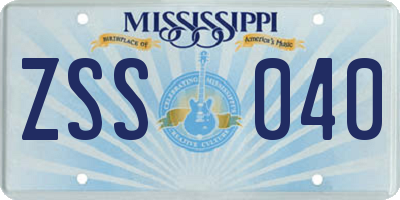 MS license plate ZSS040