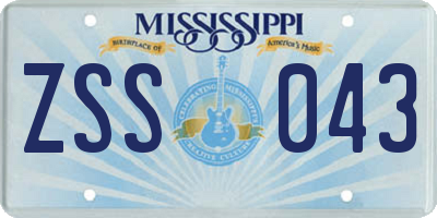 MS license plate ZSS043