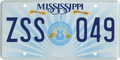 MS license plate ZSS049