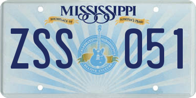 MS license plate ZSS051