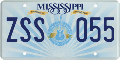MS license plate ZSS055