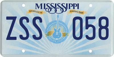 MS license plate ZSS058