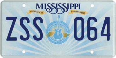 MS license plate ZSS064