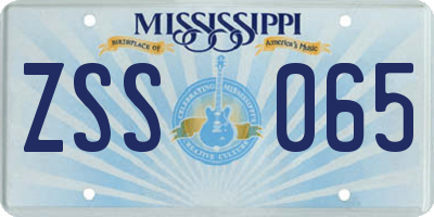 MS license plate ZSS065