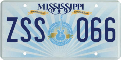 MS license plate ZSS066