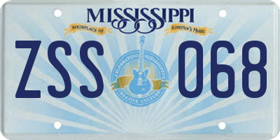 MS license plate ZSS068