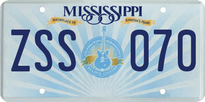 MS license plate ZSS070