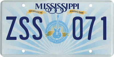 MS license plate ZSS071