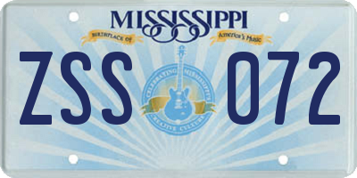 MS license plate ZSS072