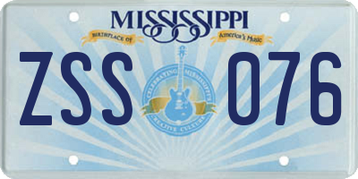 MS license plate ZSS076