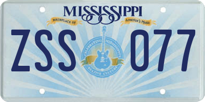 MS license plate ZSS077