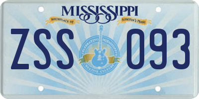 MS license plate ZSS093