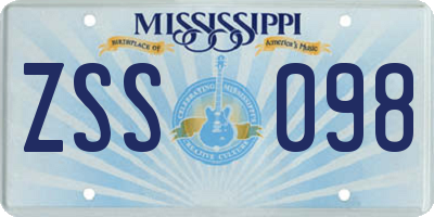 MS license plate ZSS098