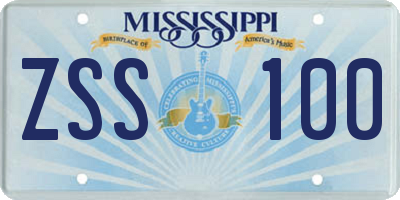 MS license plate ZSS100