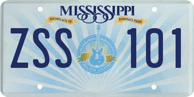 MS license plate ZSS101
