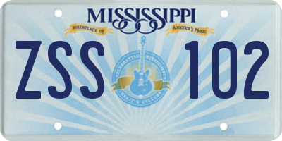MS license plate ZSS102
