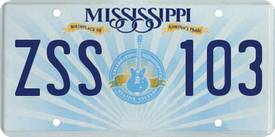 MS license plate ZSS103